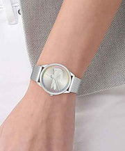 Lacoste 2001259 Ladycroc Women’s Quartz Watch – Stainless Steel Case, Silver Mesh Bracelet, Feminine Modern Design
