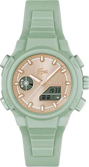Lacoste LC33 Women’s Analog-Digital Watch – Green TR90 Case, Silicone Strap, Quartz Accuracy, 100M Water Resistant, Sporty Fashion Timepiece – 40mm