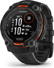 Garmin Instinct® 3 Solar Rugged Outdoor GPS Smartwatch – 45mm Black, Solar Charging, Metal-Reinforced Bezel, Built-in Flashlight