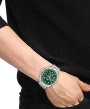 Lacoste Boston Men’s Chronograph Stainless Steel Watch – Tachymeter Bezel, Quartz Movement, 5 ATM Water Resistance, 42mm – Dark Green