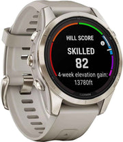 Garmin Fenix 7S Pro Solar – Sapphire GPS Smartwatch, Soft Gold Steel with Light Sand, 32GB Storage