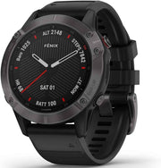 Garmin fenix 6 Sapphire – Premium Multisport GPS Smartwatch with Mapping, Music, Pulse Ox, Grade-Adjusted Pace, Carbon Gray DLC with Black Band