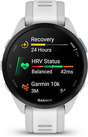 Garmin Forerunner 165 GPS Running Smartwatch – Fitness Tracker for Men & Women, 1.2” AMOLED Display, 25+ Sports Apps, Mist Gray/Whitestone Bundle