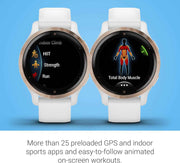 Garmin Venu 2S GPS Smartwatch – Rose Gold Bezel with White Silicone Band, Smaller Size, Advanced Health & Fitness Tracking