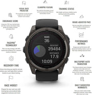 Garmin Fenix 8 Solar Sapphire Multisport GPS Smartwatch – 47MM, Carbon Gray DLC Titanium, Built-in LED Flashlight, Advanced Health & Fitness Features, Wi-Fi & GPS