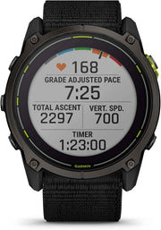 Garmin Enduro 3 Solar Sapphire – Ultraperformance GPS Smartwatch with 90-Day Battery Life, Detailed Mapping, Built-in LED Flashlight – Carbon Gray DLC Titanium with Black Ultrafit Nylon Strap Bundle
