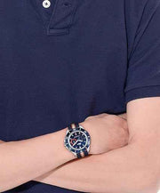 Lacoste Toronga Men’s Multifunction Watch – 44mm Stainless Steel Case, Navy Dial, Multicolor Nylon Strap, Quartz Movement, Water Resistant 50M