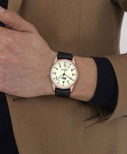 Lacoste Adventurer Men’s Quartz Watch – 44mm Aviator-Inspired Stainless Steel Case, Leather Strap, Mineral Crystal, Vintage Pilot Design