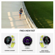 Garmin Forerunner 970 GPS Running Smartwatch – Titanium with Whitestone Case & Amp Yellow Band, Fitness & Training Bundle with Power Bank