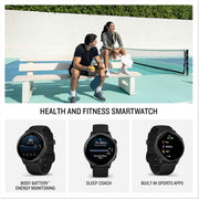 Garmin Vivoactive® 6 Fitness GPS Smartwatch – Slate with Black Silicone Band, 42mm AMOLED, 11-Day Battery, 80+ Sports Modes, Music & Payments (Bundle)