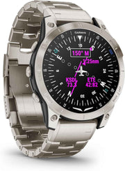 Garmin D2™ Mach 1 Aviator Smartwatch – Touchscreen AMOLED, Aviation GPS Moving Map, Weather & Flight Features – Titanium Bracelet