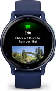 Garmin Vivoactive 5 GPS Smartwatch – Health & Fitness Tracker, Metallic Navy Bezel with Silicone Band, 1.2” AMOLED Touchscreen, 11-Day Battery (Bundle)