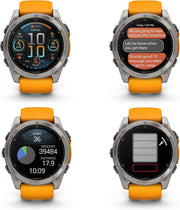 Garmin fēnix 8 Sapphire – 51mm AMOLED Multisport GPS Smartwatch with LED Flashlight & Advanced Health Tracking (Titanium / Spark Orange–Graphite Band)