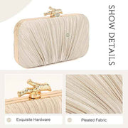 Freie Liebe Pleated Clutch Purse – Elegant Evening Bag with Chain for Weddings & Parties