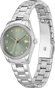 Lacoste Parisienne Women’s 3H Quartz Watch – Stainless Steel Bracelet, Green Dial, Elegant Classic Timepiece, 30mm
