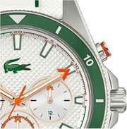 Lacoste Mainsail Men’s Chronograph Watch – 43mm Stainless Steel Case, White Dial, Water Resistant 50m – Sporty Nautical-Inspired Timepiece