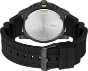 Lacoste Regatta Men’s Quartz Watch – Sporty Sailing-Inspired Design, Black Ionic Stainless Steel Case, Silicone Strap, 5ATM Water Resistant