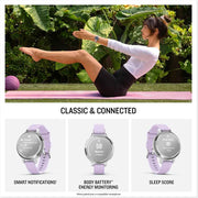 Garmin Lily® 2 Active Smartwatch – Small & Stylish, Built-in GPS, Hidden Display, Silver with Purple Jasmine Silicone Band, Up to 9-Day Battery