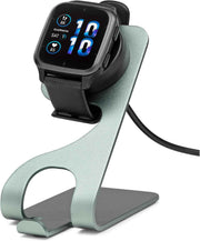 Garmin Vivoactive 6 GPS Smartwatch (Slate with Black Band, 40mm) – Bundle with 45W 2-Port Car Charger, Portable Charging Stand & Tempered Glass Protector (4 Items)