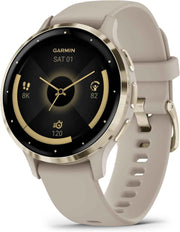 Garmin Venu 3S Smartwatch – Advanced Fitness & Health Tracker, AMOLED Display, French Gray with Soft Gold Stainless Steel Bezel