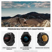 Garmin fēnix® 8 Sapphire AMOLED GPS Smartwatch – 51 mm Premium Multisport Watch with Long Battery Life, Dive-Rated, Built-in LED Flashlight – Carbon Gray DLC Titanium with Pebble Gray Band