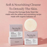 ARENCIA Homage Natural Body Soap Bar – Jojoba & Castor Oil Cleanser for Face & Body | Vegan, Plastic-Free, Eco-Friendly
