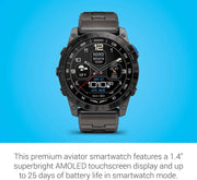 Garmin D2™ Mach 1 Pro Aviator Smartwatch with GPS Moving Map, Aviation Weather, AMOLED Display & Built-In Flashlight – Black