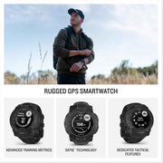 Garmin Instinct 3 Solar Tactical Edition 50mm GPS Smartwatch | Rugged Outdoor Smartwatch Bundle, Black