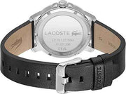 Lacoste Ottawa Men’s Quartz Watch – 3H Stainless Steel Case, Black Leather Strap, Blue Dial, 5 ATM Water Resistance