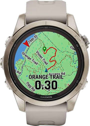 Garmin Fenix 7S Pro Solar – Sapphire GPS Smartwatch, Soft Gold Steel with Light Sand, 32GB Storage
