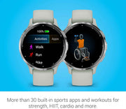 Garmin Venu 3S GPS Running Smartwatch – AMOLED Display, Advanced Health & Fitness Tracking, 14-Day Battery, Silver with Sage Gray Band (Signature Power Bundle)