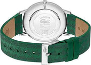 Lacoste Crocorigin Men’s Quartz Leather Watch – 40.5mm Round Case, Slim 6.2mm Profile, 20mm Leather Strap, Water Resistant 3ATM, Green Dial