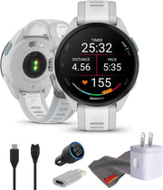 Garmin Forerunner 165 GPS Running Smartwatch – Fitness Tracker for Men & Women, 1.2” AMOLED Display, 25+ Sports Apps, Mist Gray/Whitestone Bundle