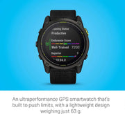 Garmin Enduro™ 3 Solar Sapphire – 51mm Ultraperformance GPS Smartwatch, Carbon Gray DLC Titanium, Extreme Battery Life, Mapping, LED Flashlight
