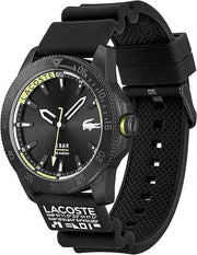 Lacoste Regatta Men’s Quartz Watch – Sporty Sailing-Inspired Design, Black Ionic Stainless Steel Case, Silicone Strap, 5ATM Water Resistant