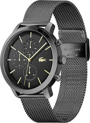 Lacoste Replay Men’s Multifunction Watch – Black Gold Mesh, 44mm Stainless Steel Case, Contemporary Urban Design, Water Resistant