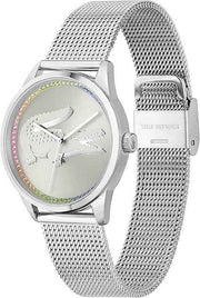 Lacoste 2001259 Ladycroc Women’s Quartz Watch – Stainless Steel Case, Silver Mesh Bracelet, Feminine Modern Design