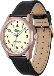 Lacoste Adventurer Men’s Quartz Watch – 44mm Aviator-Inspired Stainless Steel Case, Leather Strap, Mineral Crystal, Vintage Pilot Design