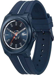 Lacoste Reno Men’s 3H Quartz Watch – 42mm Sporty Skeleton Dial, Blue Silicone Strap, Water Resistant 5ATM