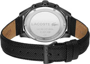 Lacoste Apext Men’s Chronograph Watch – Quartz Movement, 44mm Stainless Steel Case, Leather Strap