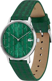 Lacoste Crocorigin Men’s Quartz Leather Watch – 40.5mm Round Case, Slim 6.2mm Profile, 20mm Leather Strap, Water Resistant 3ATM, Green Dial