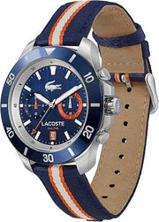 Lacoste Toronga Men’s Multifunction Watch – 44mm Stainless Steel Case, Navy Dial, Multicolor Nylon Strap, Quartz Movement, Water Resistant 50M
