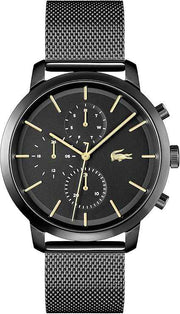 Lacoste Replay Men’s Multifunction Watch – Black Gold Mesh, 44mm Stainless Steel Case, Contemporary Urban Design, Water Resistant