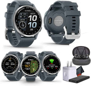 Garmin Approach S44 Essential Golf Watch – GPS Smartwatch with AMOLED Display, Sports & Fitness Tracking, Silver Aluminum Bezel with Twilight Silicone Band & Wireless Air Buds