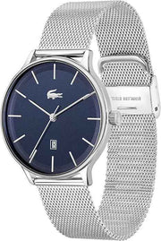 Lacoste Club Men’s Quartz Watch – Slim 3H Design, Stainless Steel Mesh Bracelet, Blue Dial, 42mm
