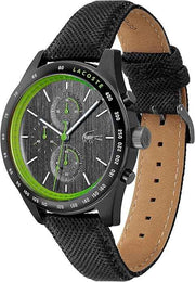 Lacoste Apext Men’s Chronograph Watch – Quartz Movement, 44mm Stainless Steel Case, Leather Strap