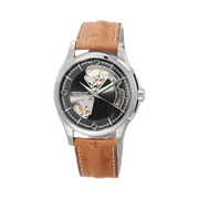 Hamilton Jazzmaster Open Heart Automatic Watch – Swiss Made, 40mm Stainless Steel Case, Grey Dial, Brown Leather Strap