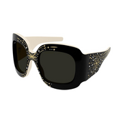 Gucci GG1093S Hollywood Runway Oversized Wrap Sunglasses – Black/Grey (60mm) + Luxury eShades Eyewear Kit