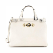 Gucci Pre-Loved Zumi Top Handle Bag – Medium Leather Tote in Neutral