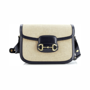 Gucci Pre-Loved Horsebit 1955 Small Shoulder Bag – Blue Canvas & Leather